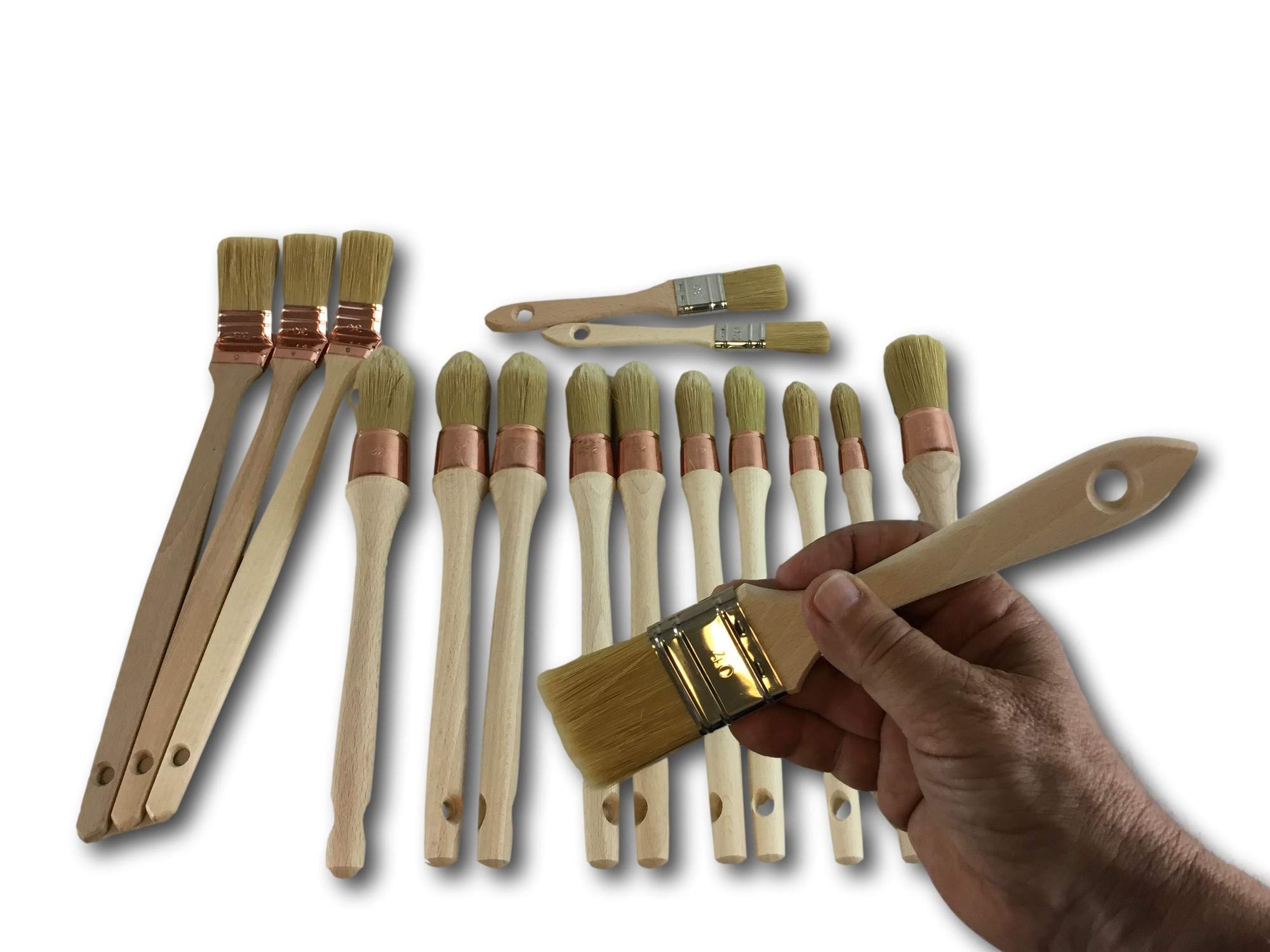 Kibros Lot 16 pinceaux Fabrication France rechampir Plats coudés vernir