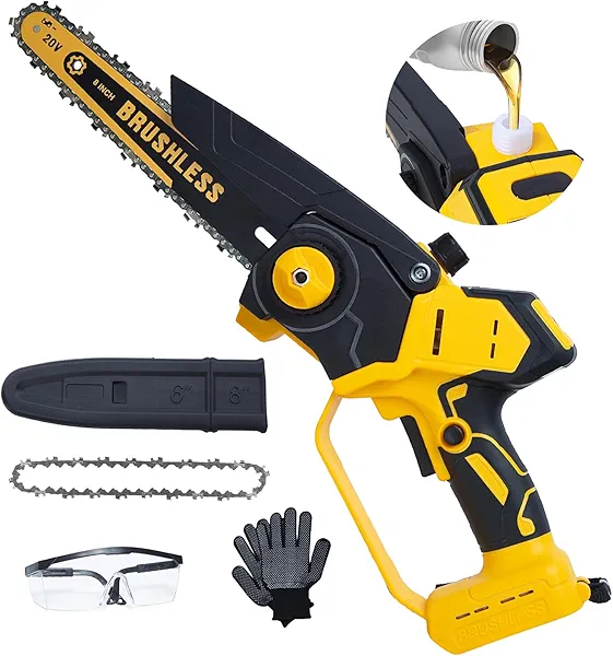 Mini Chainsaw for Dewalt 20V MAX Battery, 8-Inch Electric Handheld Cordless Mini Chainsaw, Brushless Chain Saw for Wood Cutting, Tree Trimming (Battery Not Included)