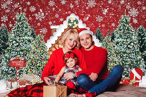 Miniatura 4 de Telón de fondo de pan de jengibre, escena de casa de jengibre, fondo de fotografía, 8 x 6 pies, árbol de Navidad, escena de nieve, telón de fondo