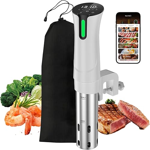 Miniatura 8 de Sous Vide Machine-Suvee Cooker-Rocyis Sous Vide Kit con tapa, Recetas-1000W Calentamiento rápidoCirculador de inmersión térmicaTemperatura y