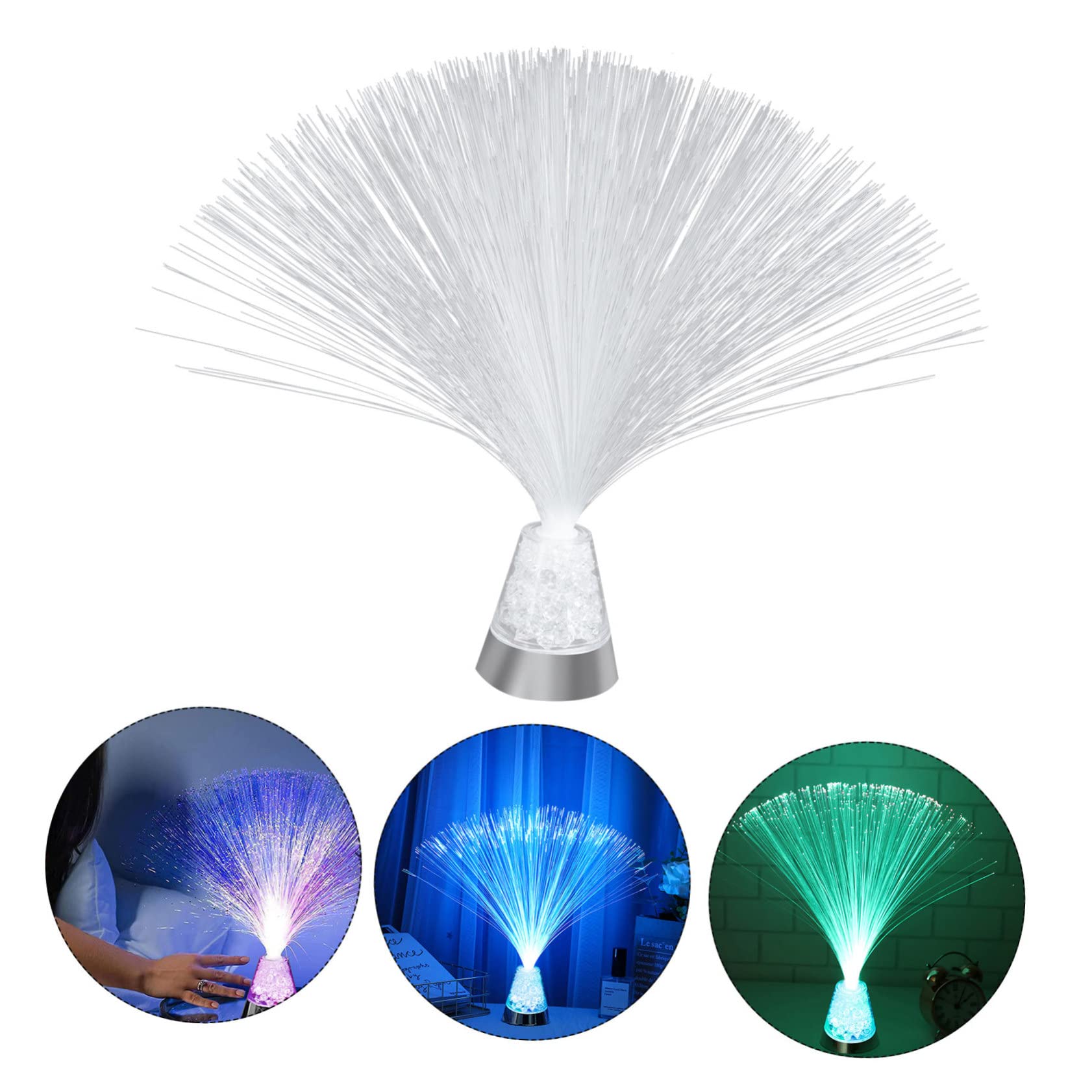 HOUDERCO Fiber Optic Light Color Changing Battery Powered Optical Fiber Lamp for Home Decor Unique Gypsophila Design Easy to Install Sensory Light