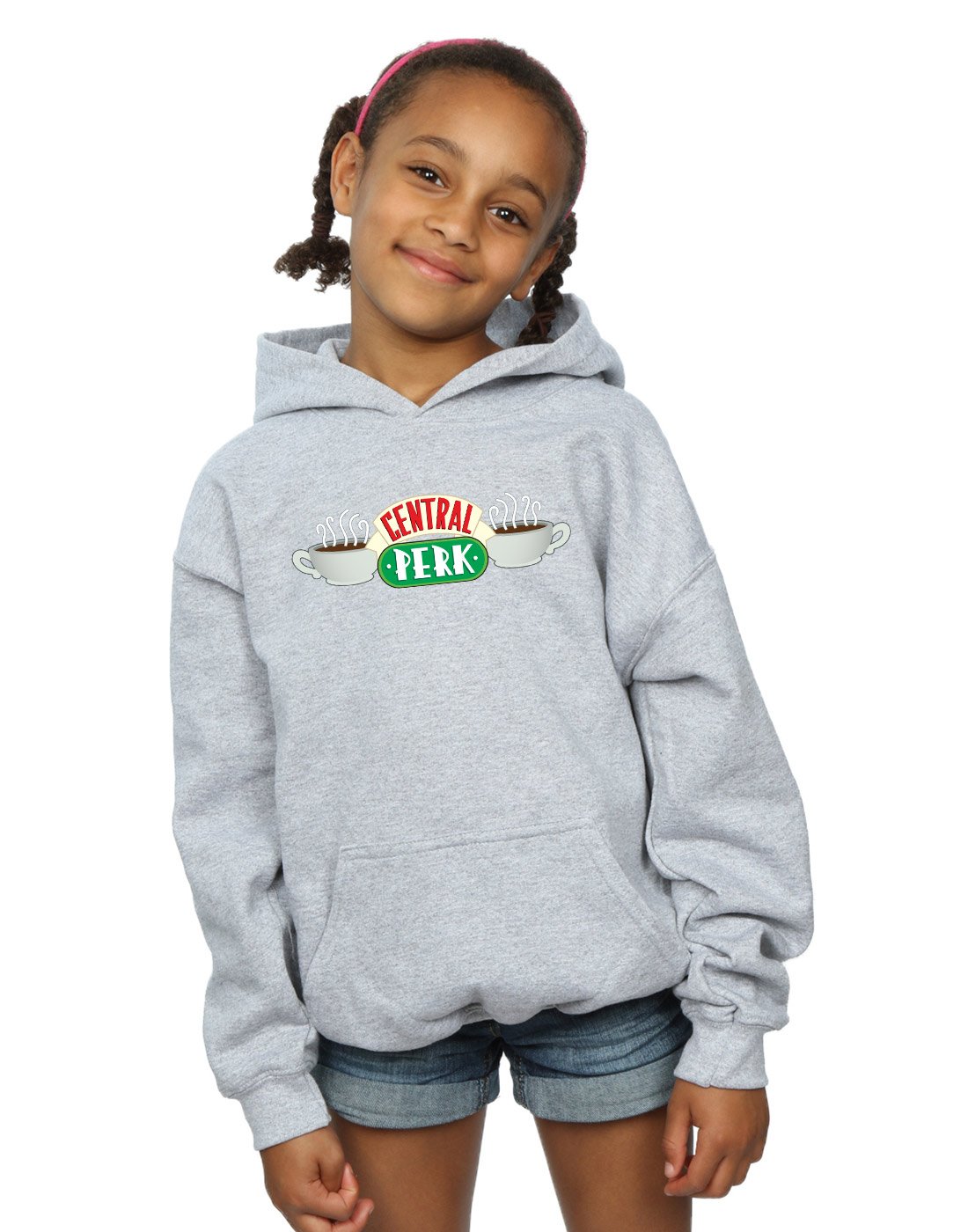 Absolute Cult Friends Girls Central Perk Hoodie Sport Grey 12-13 years