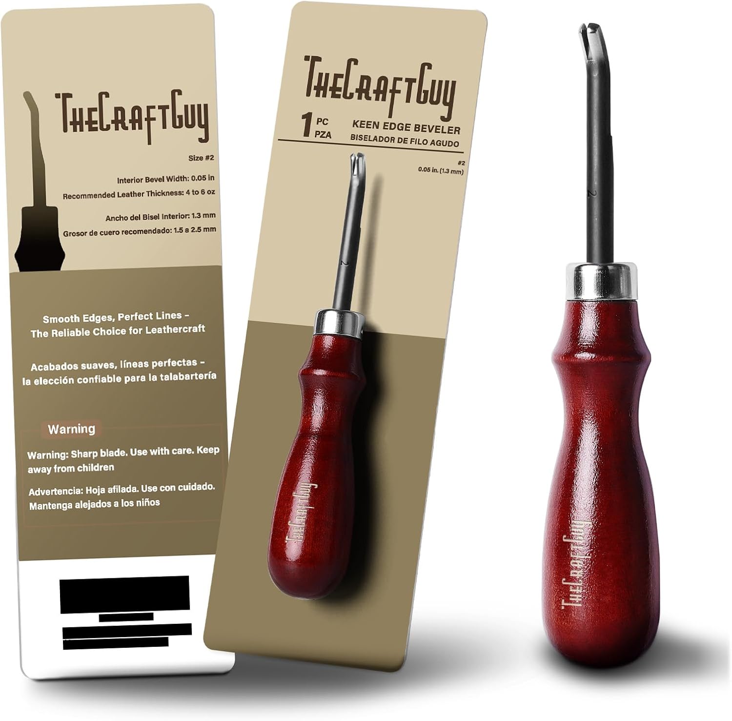 TheCraftGuy Leather Edge Bevelers, #2 Edge Beveler for 1.5-2.5mm Thickness, Veg-Tanned Leather Skiving Knife, Smooth Cutting Without Surface Damage