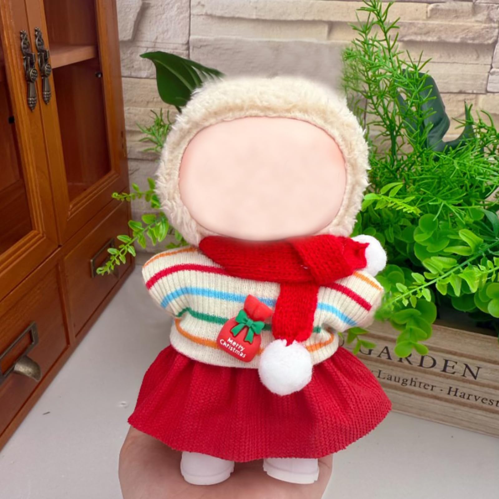 Clothes for 17cm Doll Outfit with Accessories Suit, Cute Sweater + Skirt + Scarf Stylish, Dress Up Set, Celebrate Christmas Birthday Gift (NO Doll)