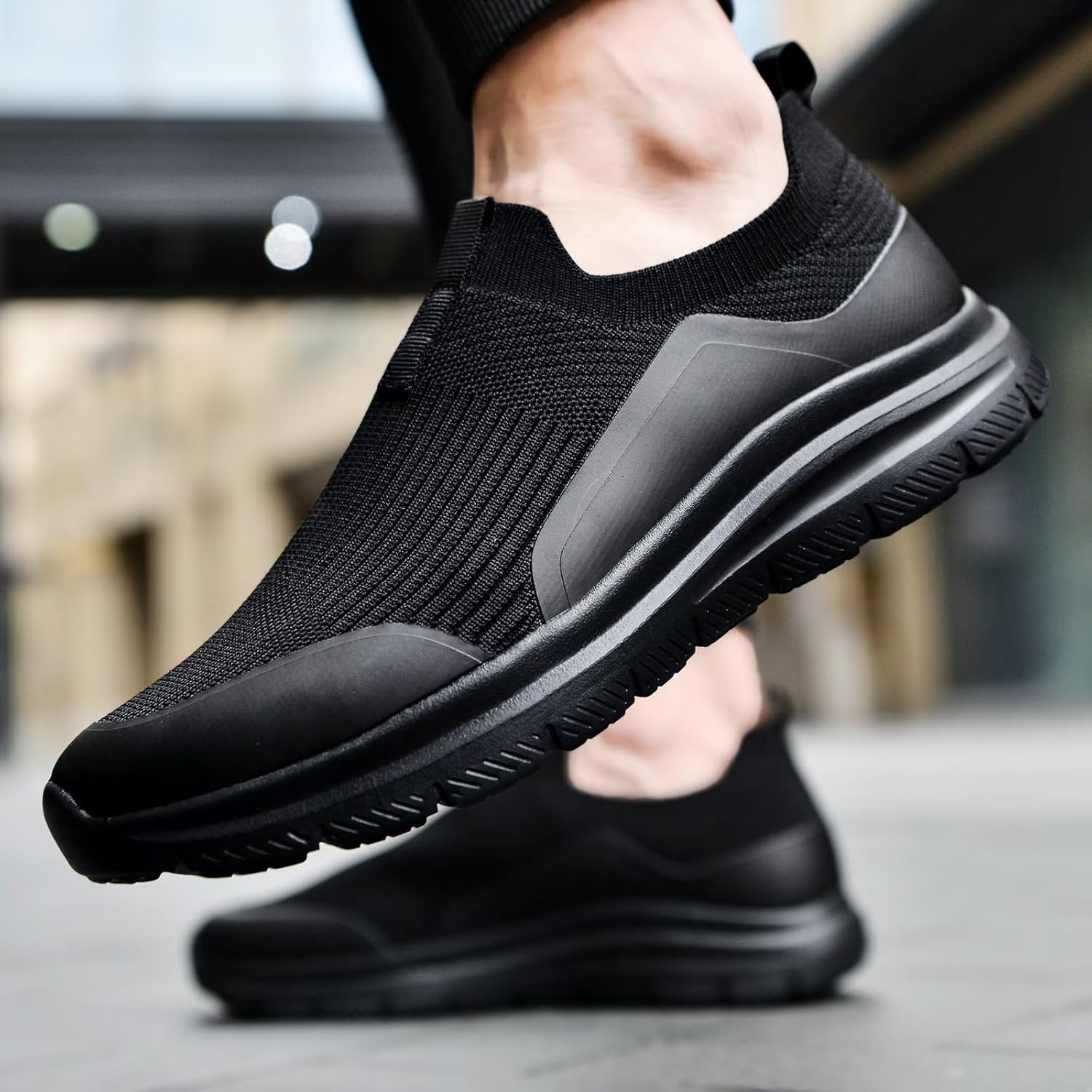 TIOSEBON Men's Slip On Casual Walking Shoes with Orthotic Arch Support, Lightweight Comfort Mesh Sneakers for Plantar Fasciitis, Gym Workout, Hiking - Image 2