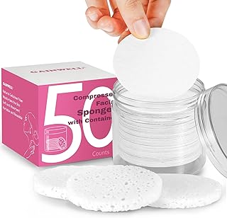 Sponsored Ad - GAINWELL 50-Count Compressed Facial Sponges with Storage Container, for Facial Cleansing, Reusable Makeup R...