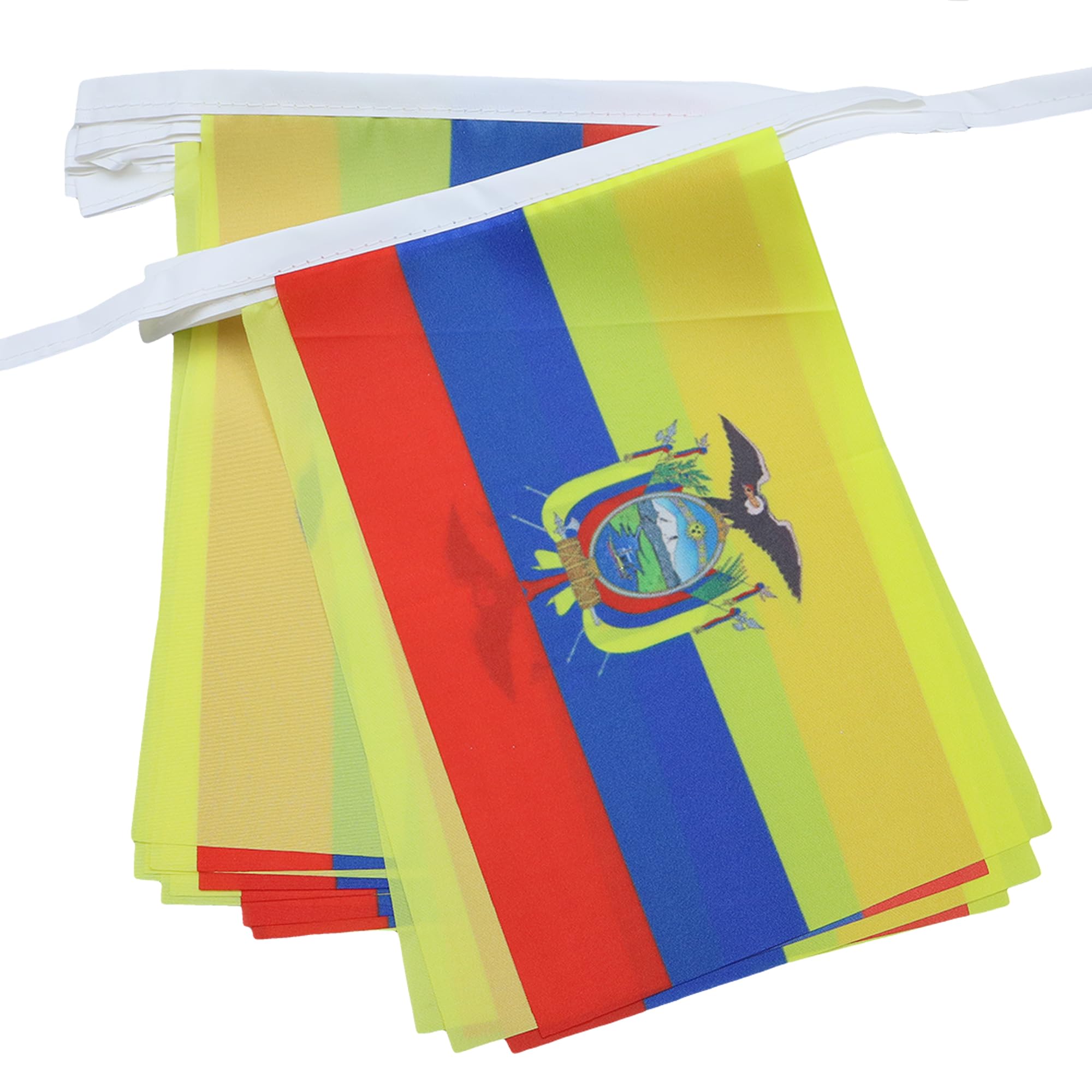 AZ FLAG Guirnalda 6 Metros, 20 Banderas de Ecuador 21x15 cm, Bandera Ecuatoriana 15 x 21 cm - Banderines