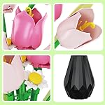 Sets de Bouquet Fleur, Collection botanique Tulipes, DIY Fleur artificielle avec vase pour Adultes Femmes Fille Enfants, Rose Chrismas Accueil Cadeaux pour la fête des mères, Anniversaire, Pâques(223 Pcs)