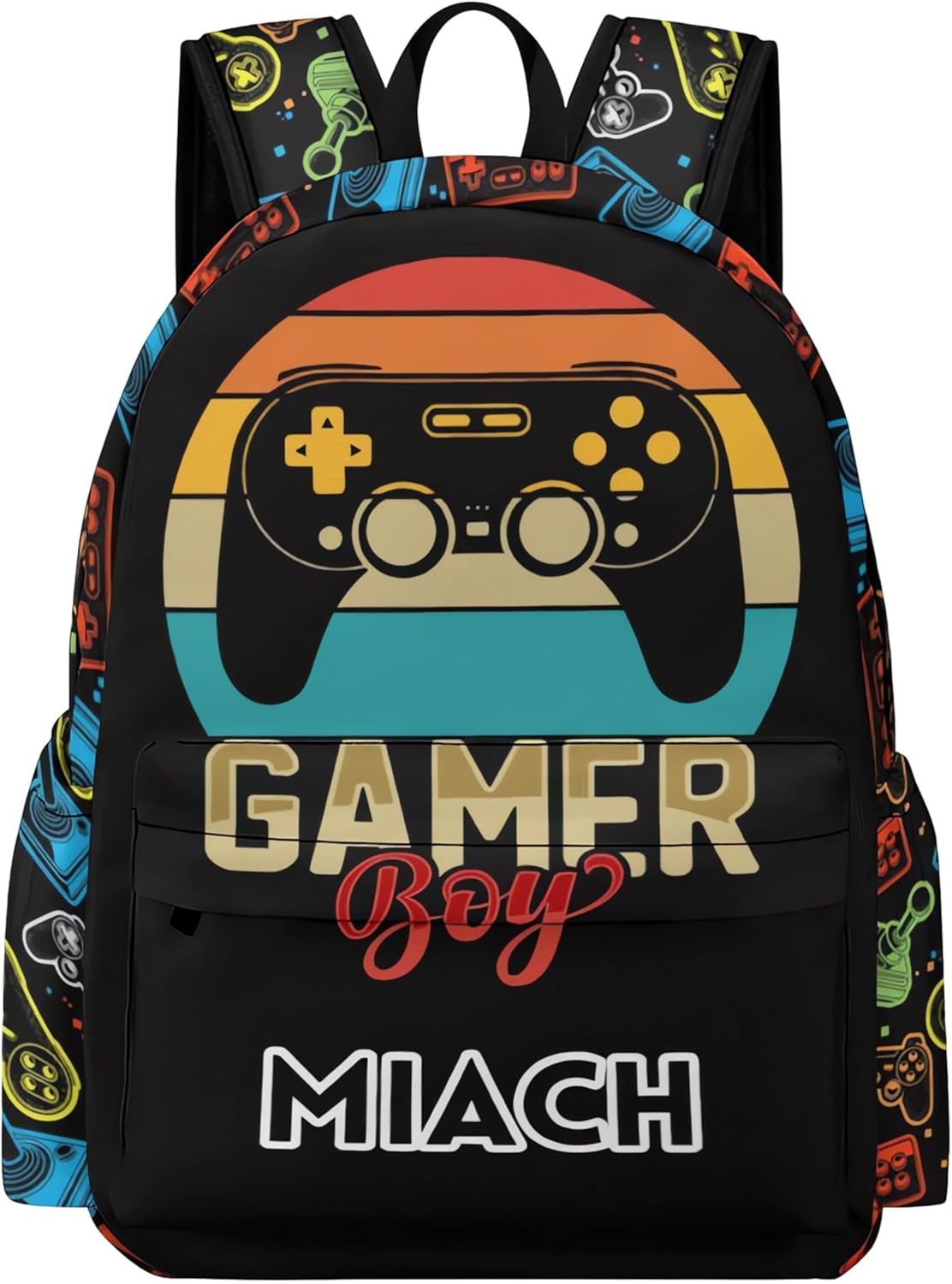 Personalized School Backpack for Kids with Name Game Backpack for Children Teens Elementary Middle School, 3pcs Boys Bookbag With Lunch Box And Pencil Case