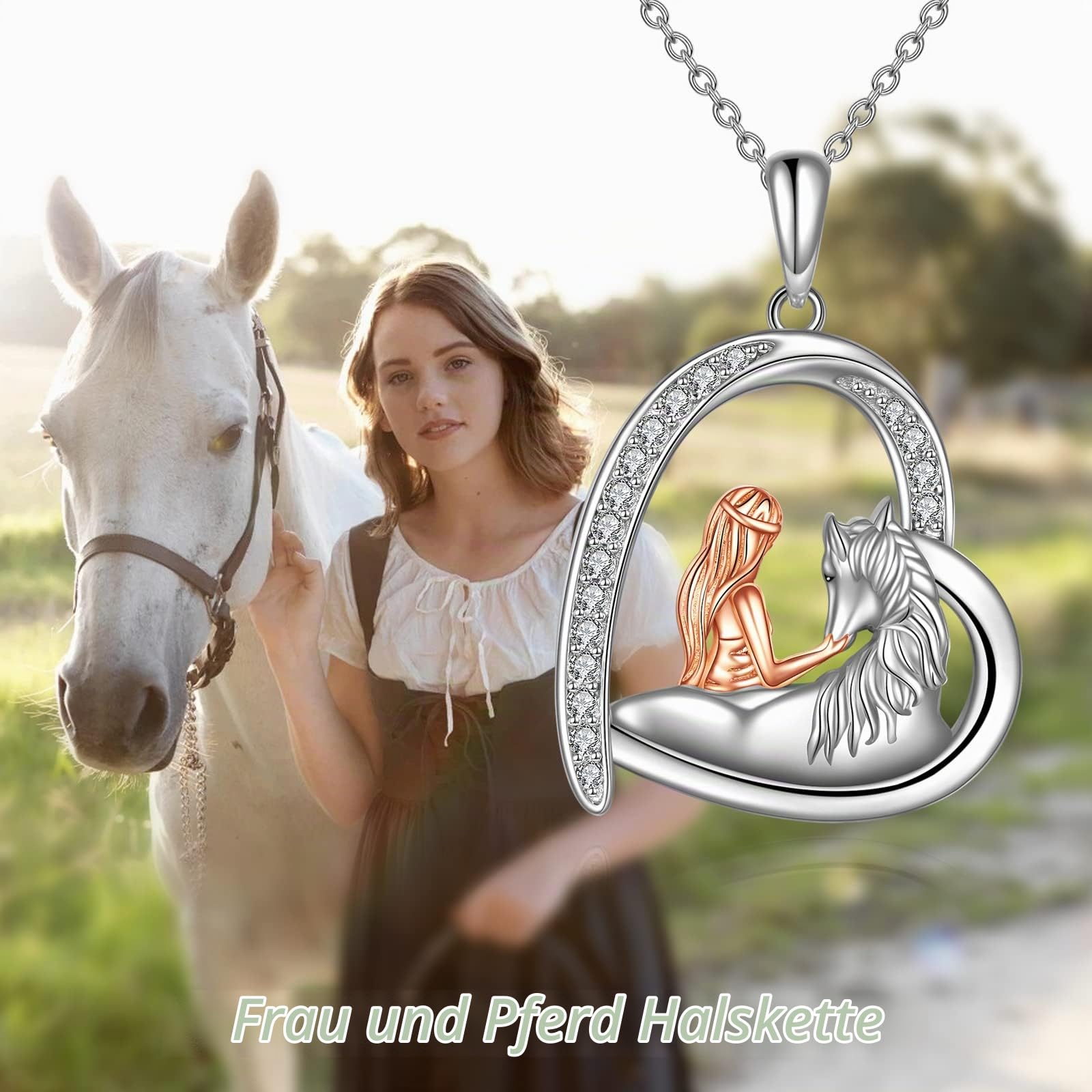 YAFEINI Pferd Halskette Mädchen Anhänger Pferd Kette 925 Sterling Silber Schmuck Geschenk für Damen Freund