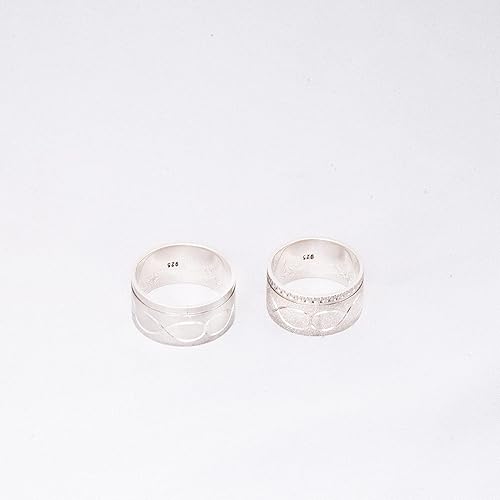 Miniatura 9 de Silver Wedding Band Set Silver Couple Matching Infinity Wedding Ring Sets Personalized Man and Woman 925 Sterling Silver Wedding Ring Set