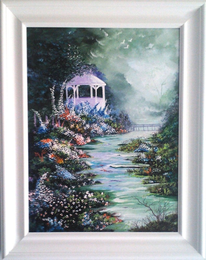 paintings by Nana - Morning Glory - Acrylic of Flowing Stream - Fine Art