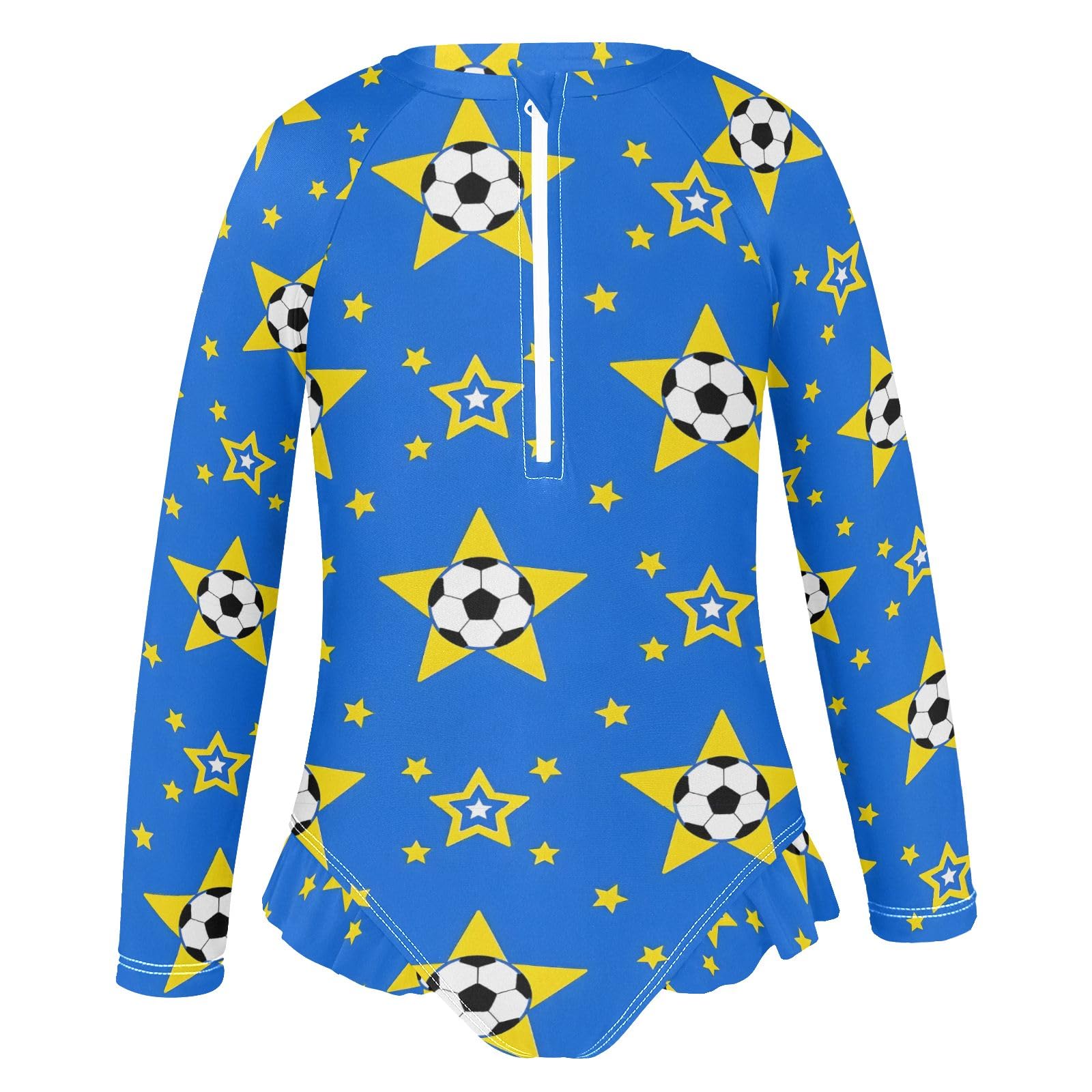 ALAZA Toddler Swimsuit Girl Bathing Suit Swimwear Rash Guard Soccer Star Long Sleeve 3T