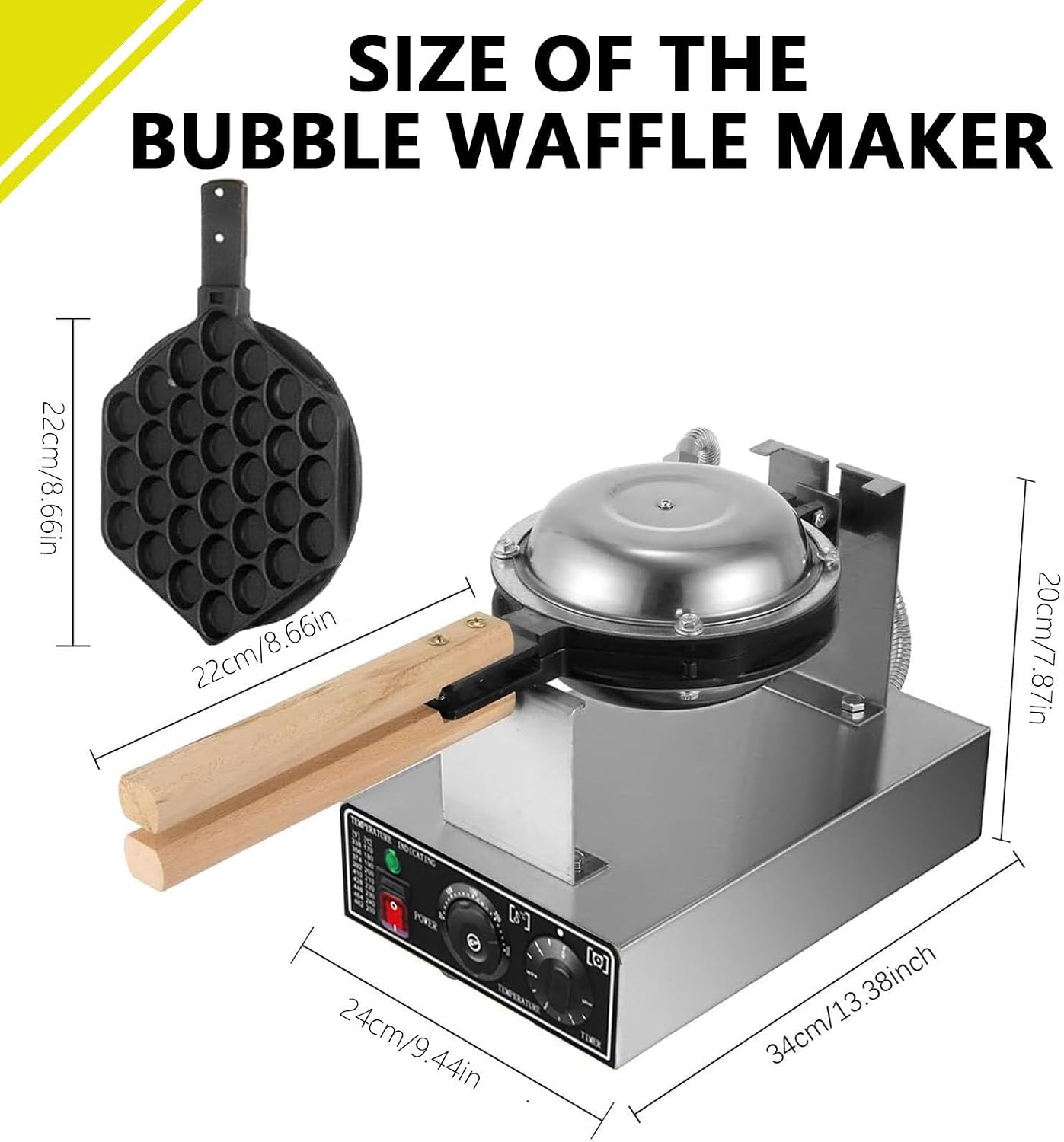 Bubbles Waffle Maker 1400W Commercial Bubbles Waffle Maker Machine Non-Stick Egg Waffle Maker Electric Bubbles Waffle Baker for Home or Commercial Use