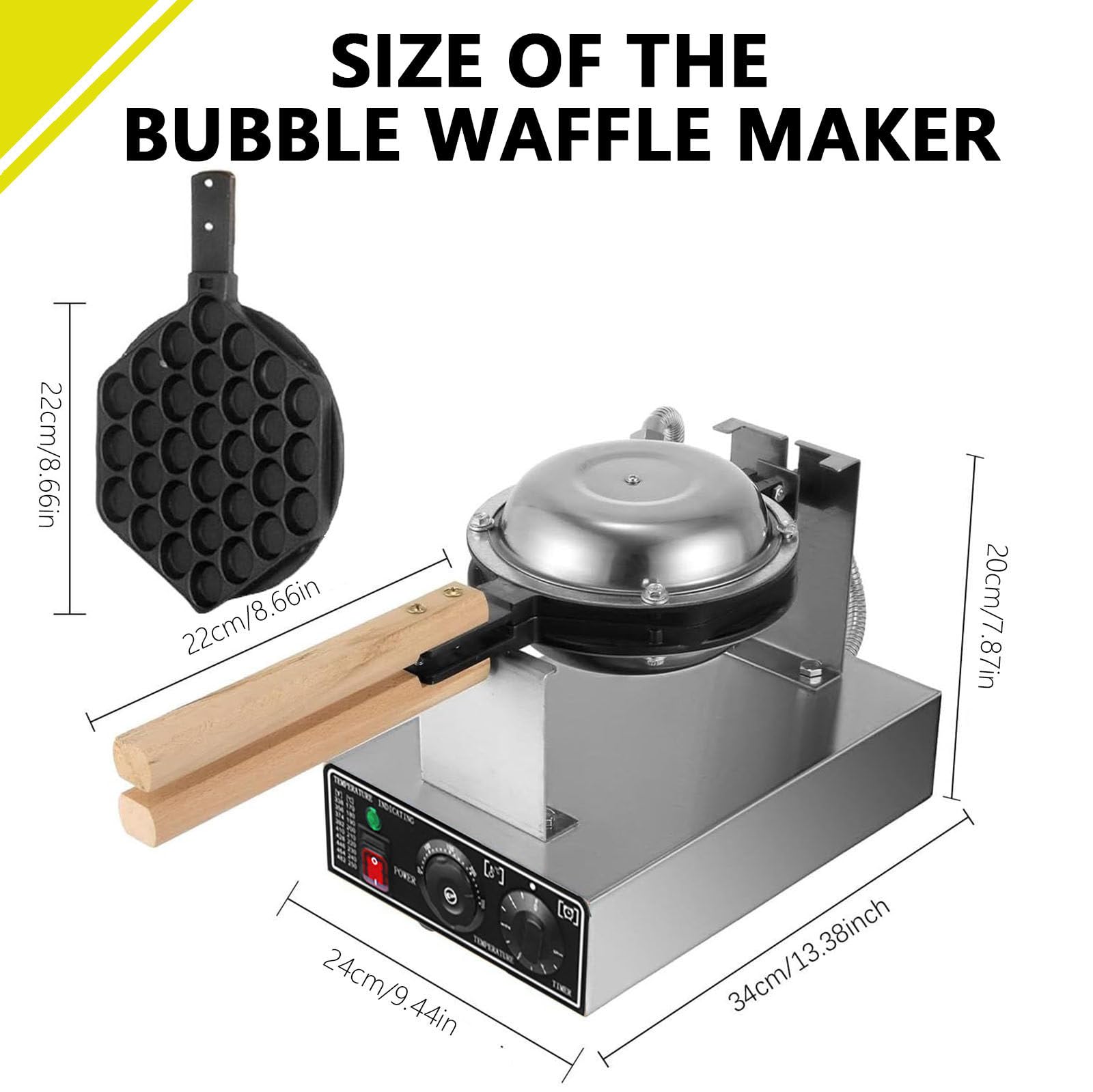 Macchina per Waffle a Bolle da 1400 W, Macchina per Waffle a Bolle Commerciale, Macchina per Waffle Antiaderente, Forno Elettrico per Waffle a Bolle per Uso Domestico