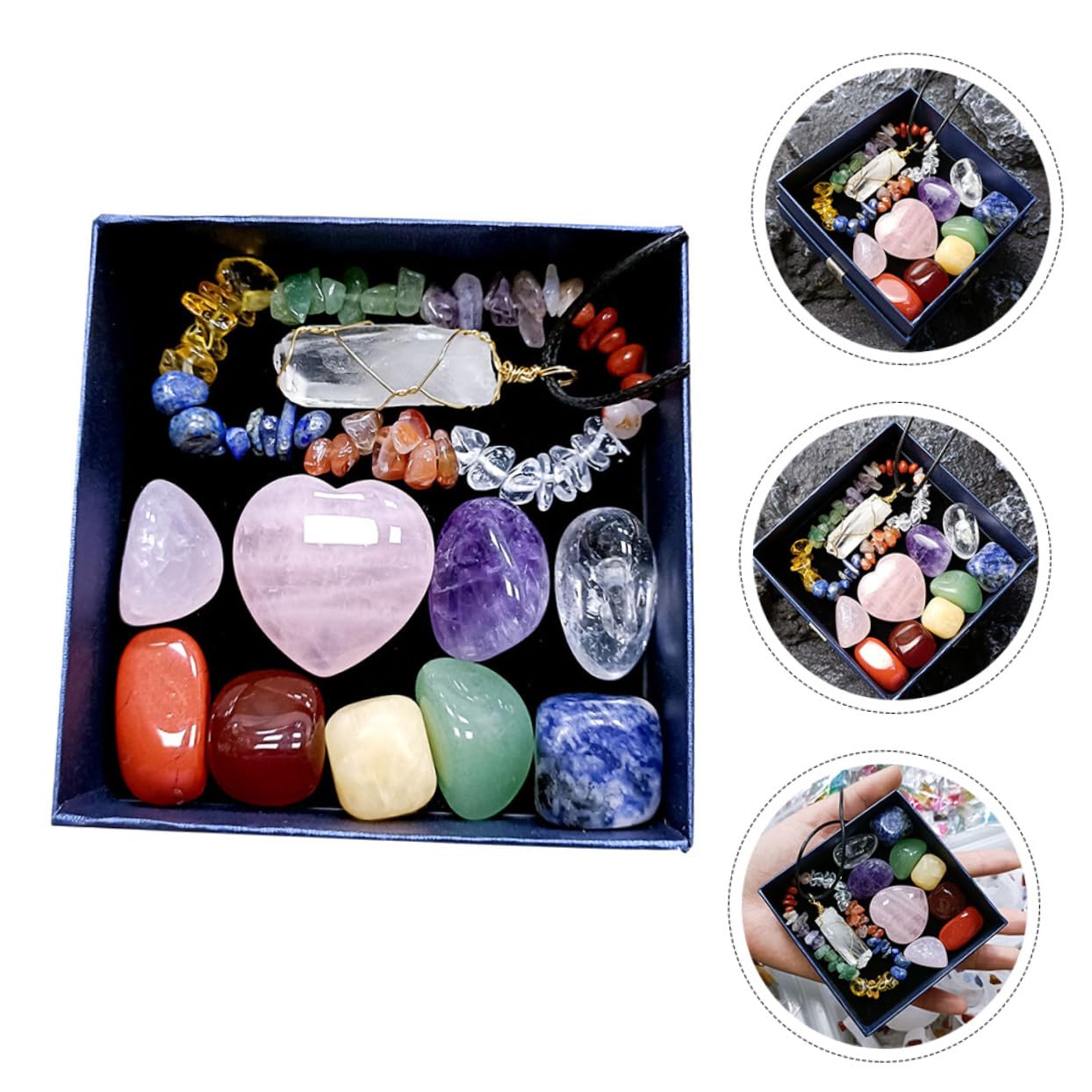 Set de Colgante de Cristal de 7 Chakras Caja, 1 Juego