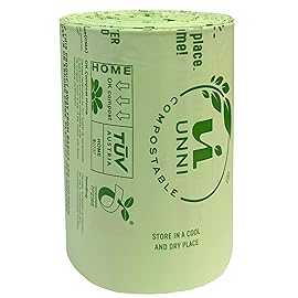 UNNI Compostable Trash Bags, 13 Gallon / 49.2 Liter, 100 Count, Extra Thick 0.9 Mil Tall Kitchen Food Scrap Bin Liners, Certified by BPI, CMA & OK compost HOME, Meets the ASTM D6400 Standard