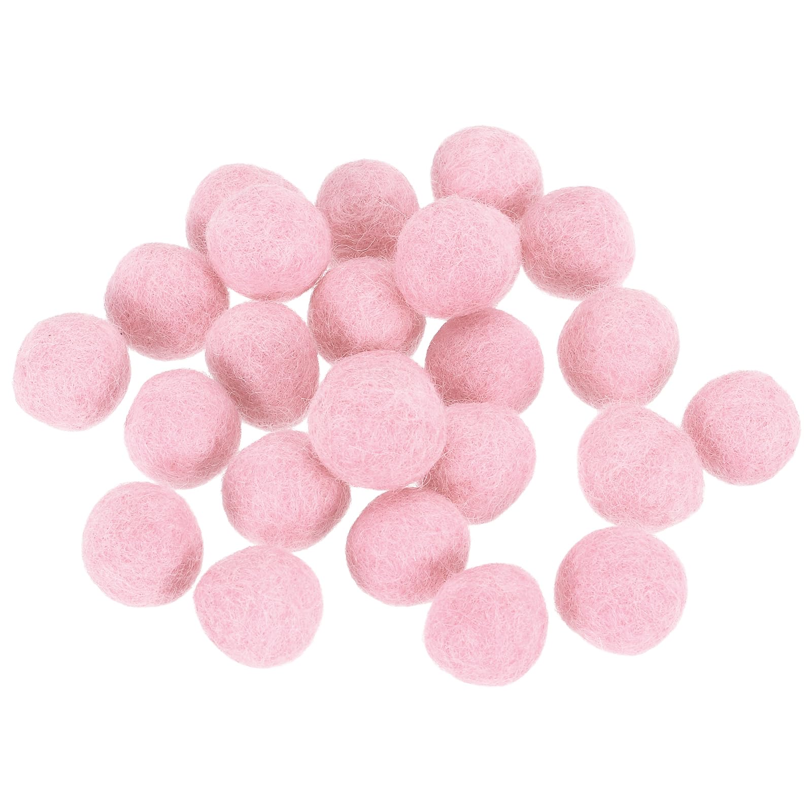 PATIKIL 2cm/0.8" Wool Felt Beads, 25 Pcs Natural Wool Felt Bead Balls Handmade Pom Poms for Craft DIY Projects Felting Garland Home Decor Dream Catcher Party Pompom, Light Pink