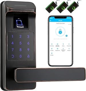 Harfo Smart Door Lock, Keyless Entry Door Lock, Fingerprint Door Lock, Door Locks with Keypads, Full App Control Digital Door Lock, Keypad Lock Electronic Door Lock, Biometric Door Lock(Aged Bronze)