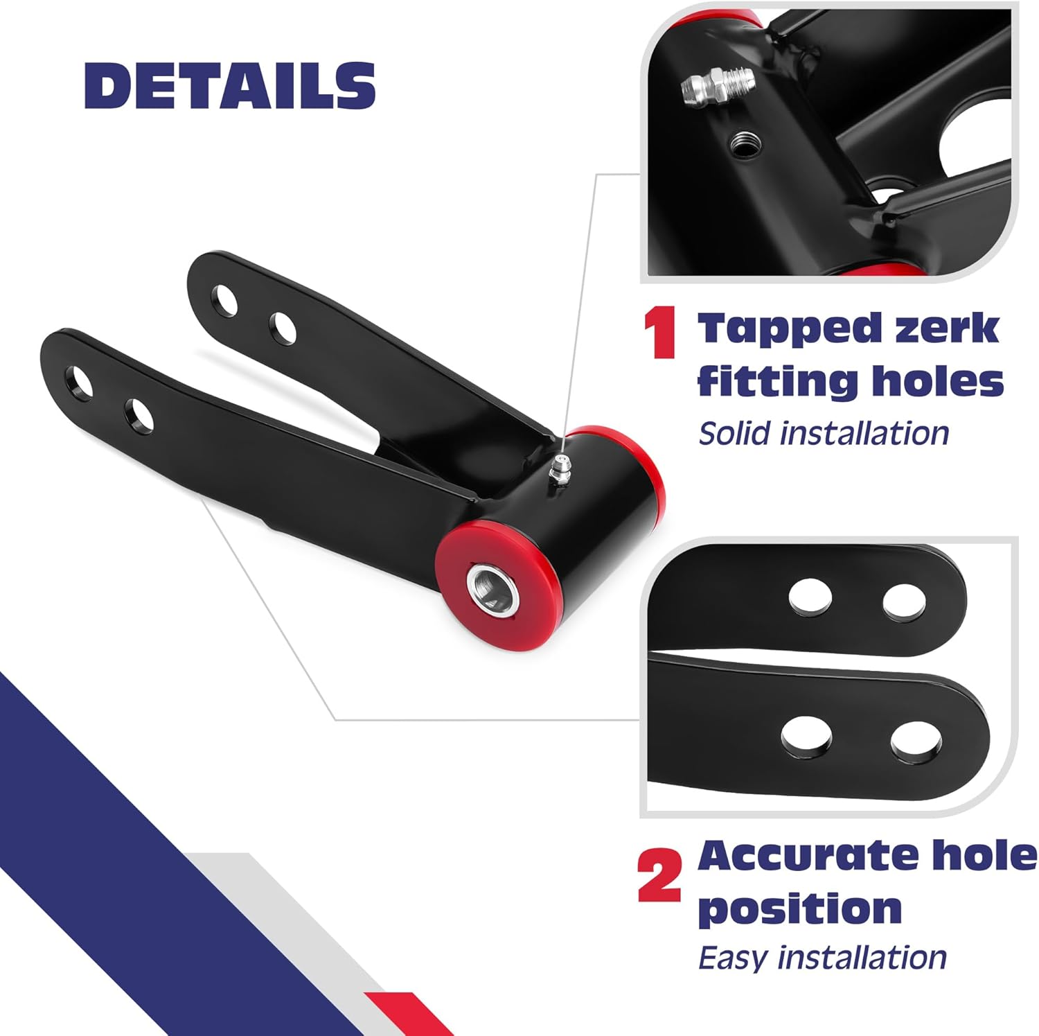 KSP 2" Rear Lowering Shackle for Silverado Sierra 1500 1999-2019, 2pcs Drop Shackle Kits Compatible With Chevy GMC 1500 Truck, 1-2" Adjustable Suspension Lowering Kits Replace for # 410520