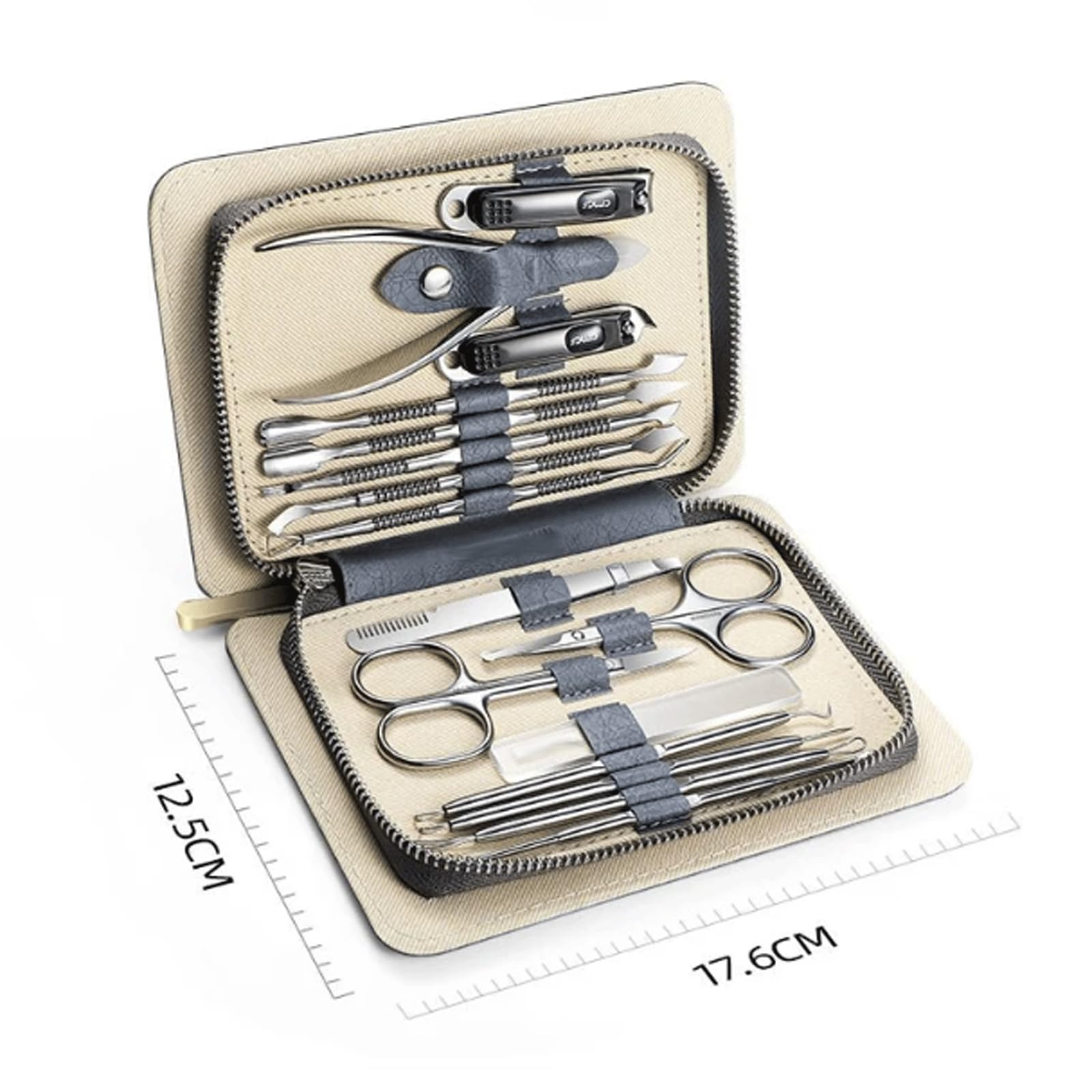 Tagliaunghie Kit tagliaunghie in acciaio inossidabile da 16 pezzi Kit per la cura delle unghie con scatola di immagazzinaggio con cerniera Set pedicure professionale per principianti Manicure
