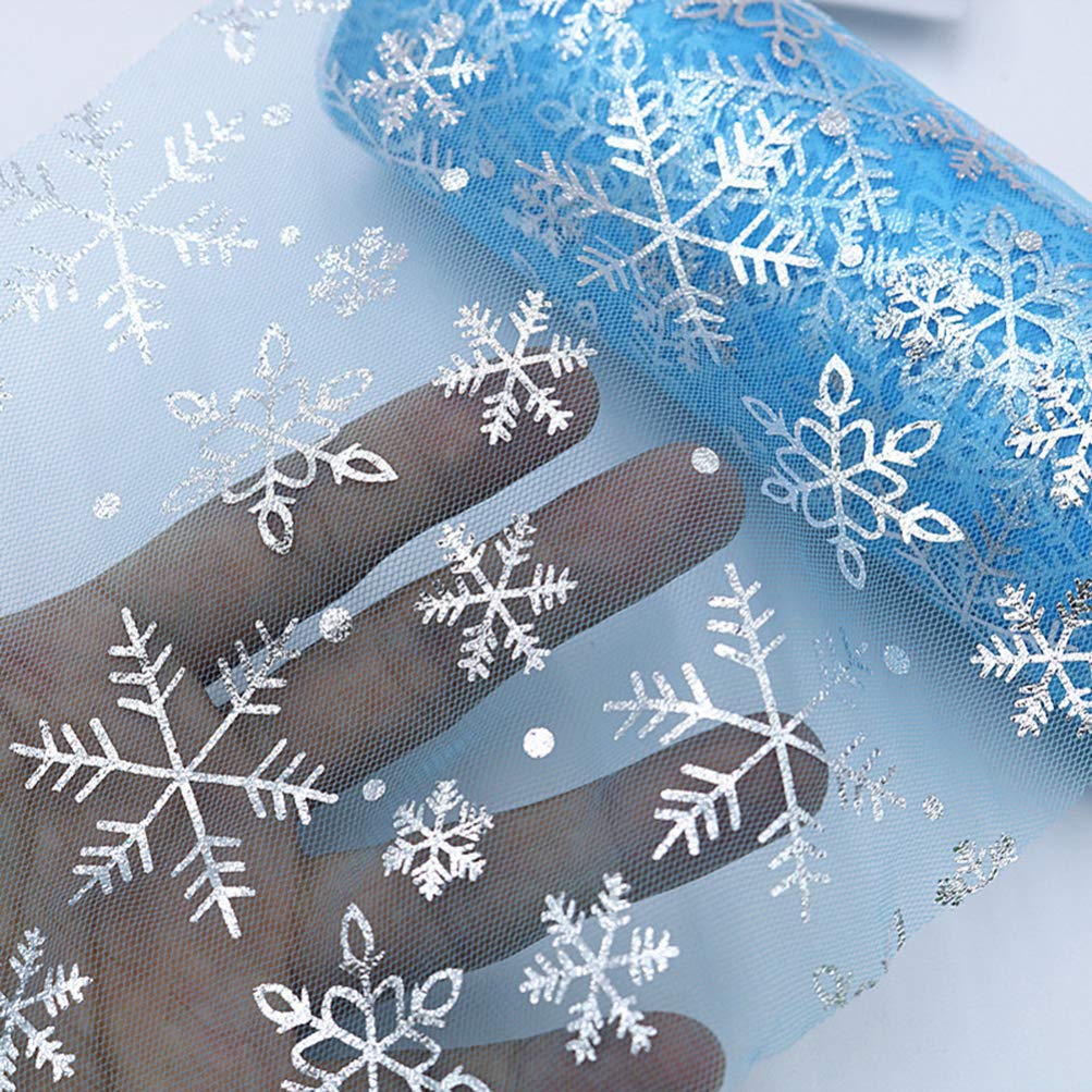 Healifty 10 Yards Christmas Tulle Ribbon Tulle Glitter Gauze Netting Rolls for DIY Craft Sewing Table Skirt Bow Tutu Xmas Party Decoration Blue - Image 4