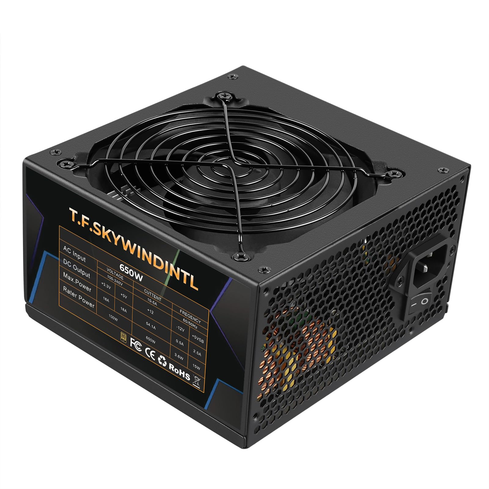 650W Power Supply 80 Plus Gold PSU Standard ATX Form Factor PFC Protection