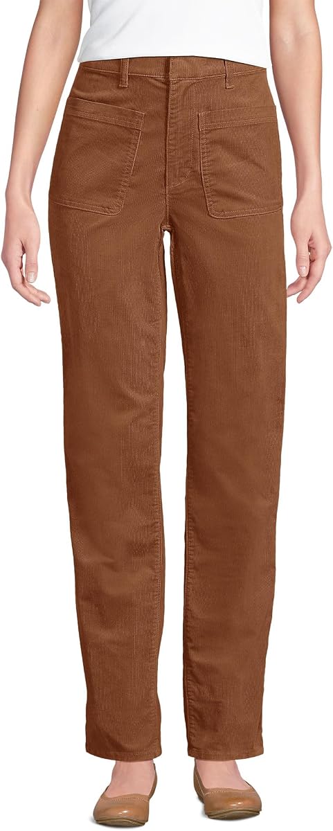 Lands' End Pantalones rectos de pana de talle alto para mujer