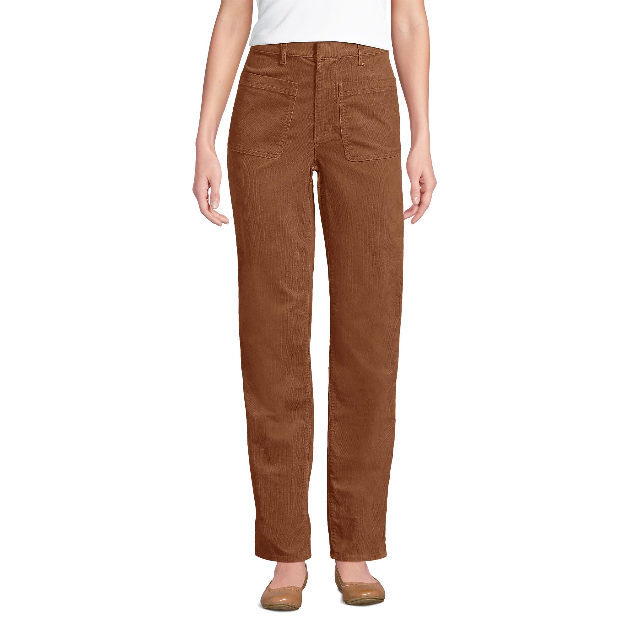 Lands End Womens Corduroy High Rise Rail Straight Leg Pants