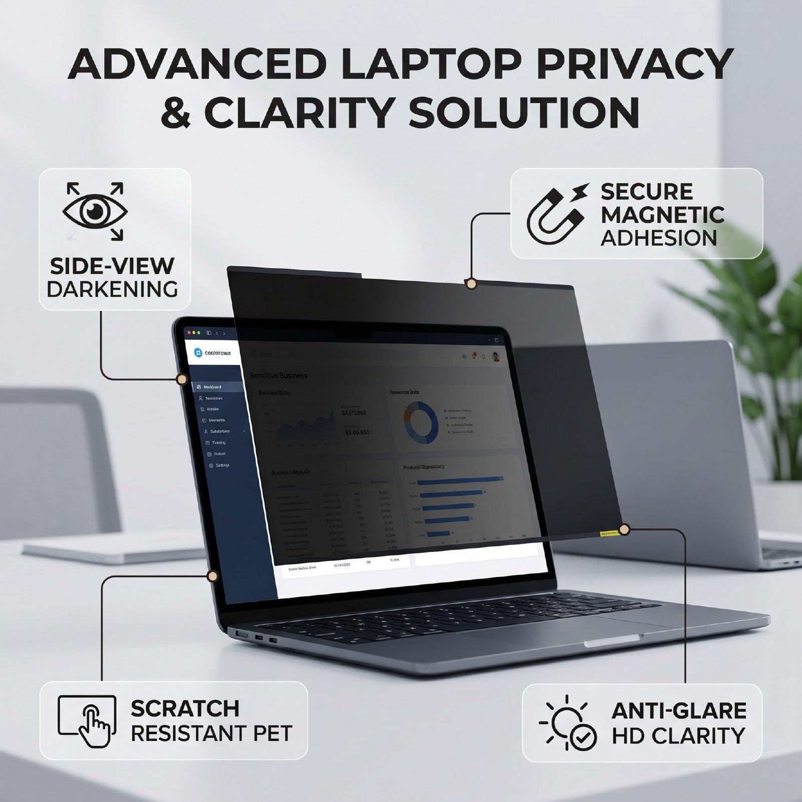 Cuifati Schermo per la Privacy del Laptop da 15,6 Pollici, Filtro Magnetico Antiriflesso con Materiale PET Antigraffio per Monitor 16:9, Angolo di Visione Chiaro