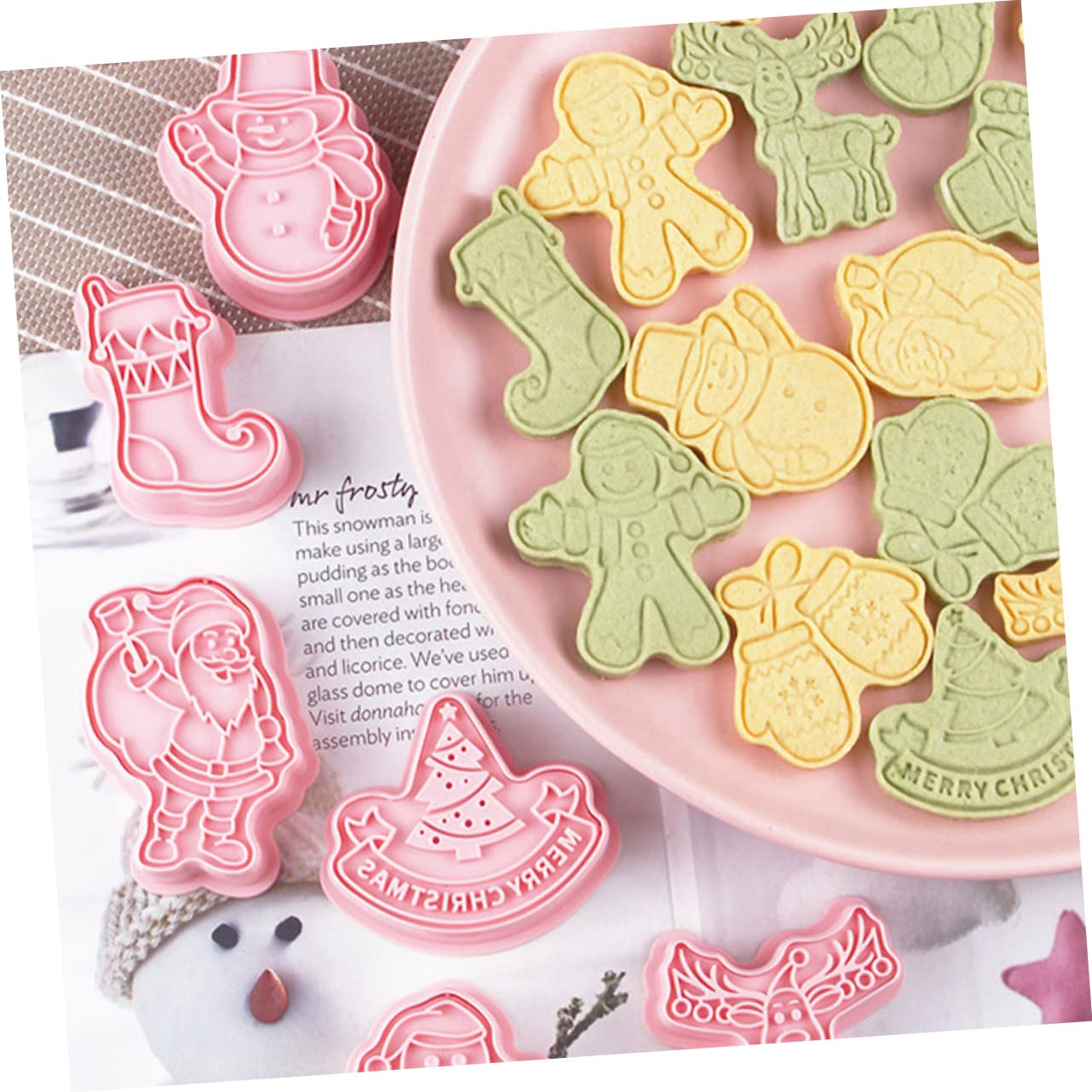 IMIKEYA 5 Sätze Keksform Kleine Keksausstecher Gummiartig Fallen Ausstechformen Dinosaurier-ausstechformen Urlaub Weihnachten Schneeflockenplätzchen Lebkuchen Bausatz Pp Rosa 8 Stück * 5