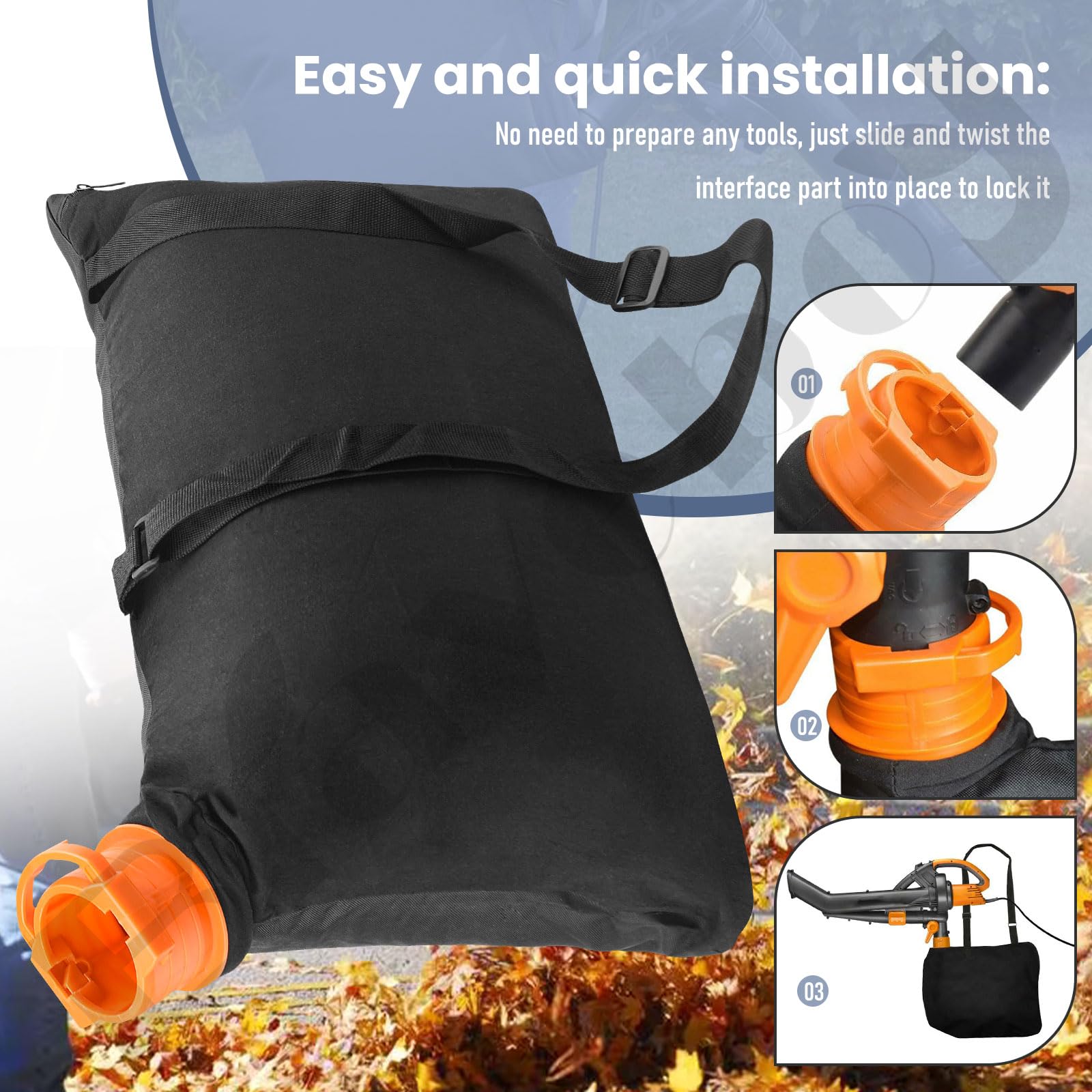 50026858 (WGBAG500) Trivac Leaf Collection Bolsa, por - Braveboy, compatible con Worx soplador / aspirador, modelo de repuesto WG500, WG505, WG509
