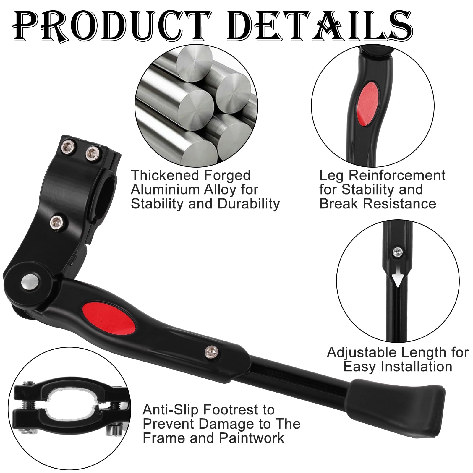 Stojak rowerowy do 24-27,5", stop aluminium, regulowana wysokość, stojak rowerowy, antypoślizgowy stojak rowerowy, stabilny stojak boczny z narzędziem, do rowerów górskich, rowerów elektrycznych