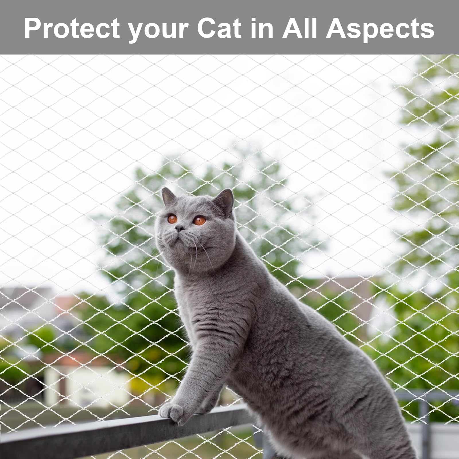 Rete Di Protezione Per Balcone 5x5m - Maglia 2.5cm In Nylon Per Gatti E Bambini, Con Fascette - Foto 6