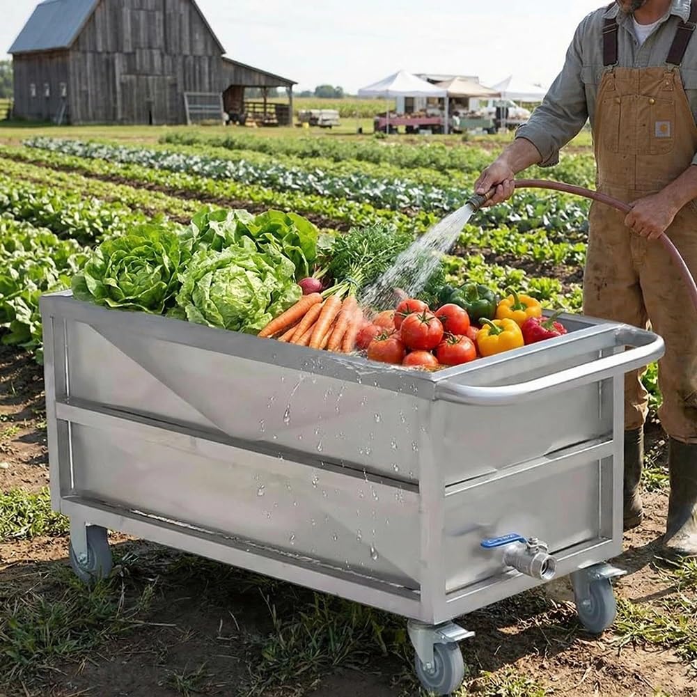 Carrello multiuso in acciaio inossidabile resistente con ruote, carrello commerciale mobile per serbatoio dell'acqua per la preparazione degli alimenti e uso della cucina del ristorante