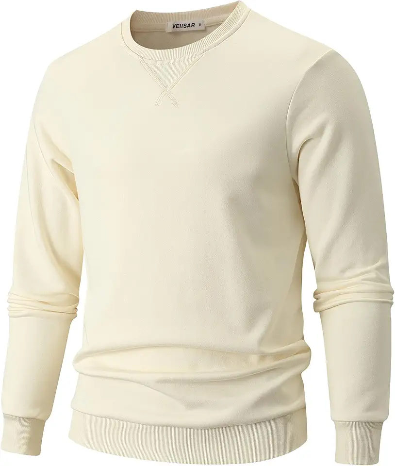 VEIISAR Men's Crewneck Sweatshirt - Basic Long Sleeve Pullover for Casual & Athletic Wear