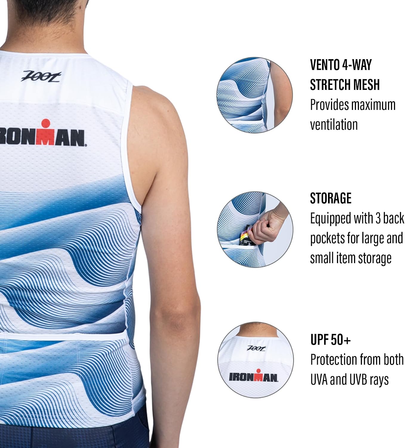 Zoot Men’s LTD Triathlon Tank Top, Compression Tri Top for Endurance Race & Training, with Pockets & UPF 50+ Primo Fabric