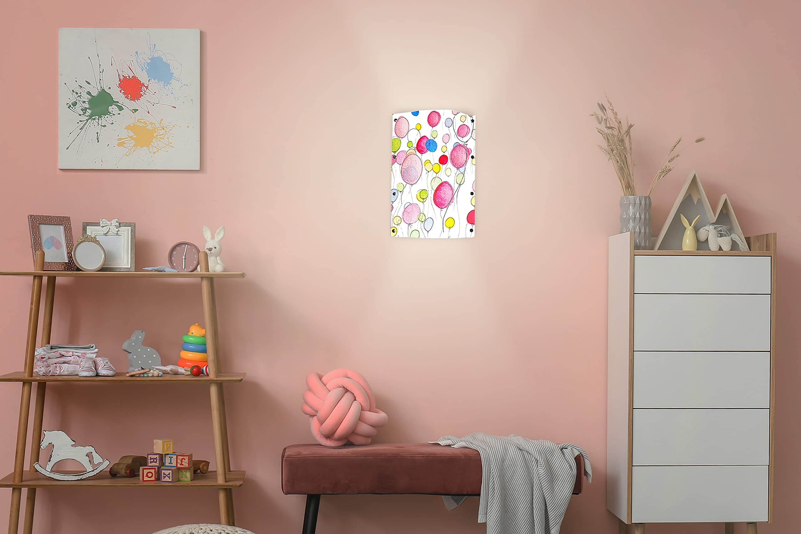 Lampada Applique Mongolfiera Luce Bambini Da Muro Per Camera – Applique idea regalo – Grafica Esaltante – Luce Cameretta Bambini 35x40