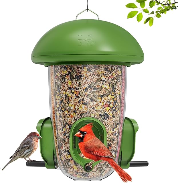 LONA Oiseaux pour l'extérieur Suspension – 3 Compartiments séparés, 3 Ports d'alimentation, dôme imperméable & 3 Voies à suivre, grande capacité pour les cardinaux/finches