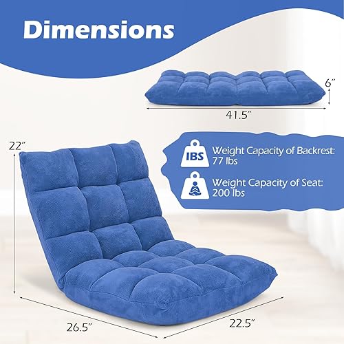 Miniatura 3 de COSTWAY Floor Chair, Video Gaming Chairs with Back Support, Adjustable 14-Position, Alloy Steel Frame, Soft Coral Fleece, Lazy Sofa Lounge for