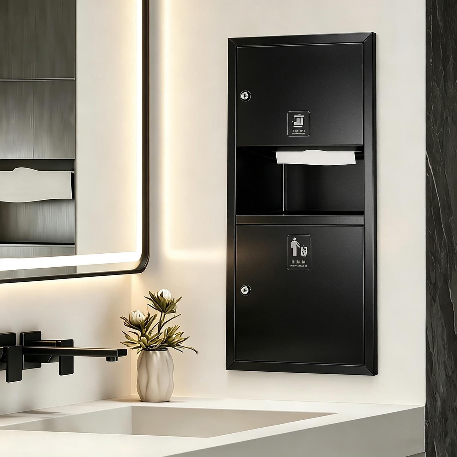 Niche Encastrée en Acier Inoxydable pour Papier Toilette, Rangement Mural