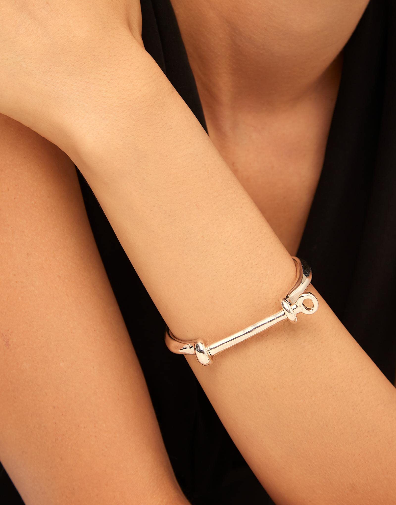 Uno de 50 Armband aus Leder und versilbert, Taille L, Metalllegierung mit Versilberung, Kein Edelstein