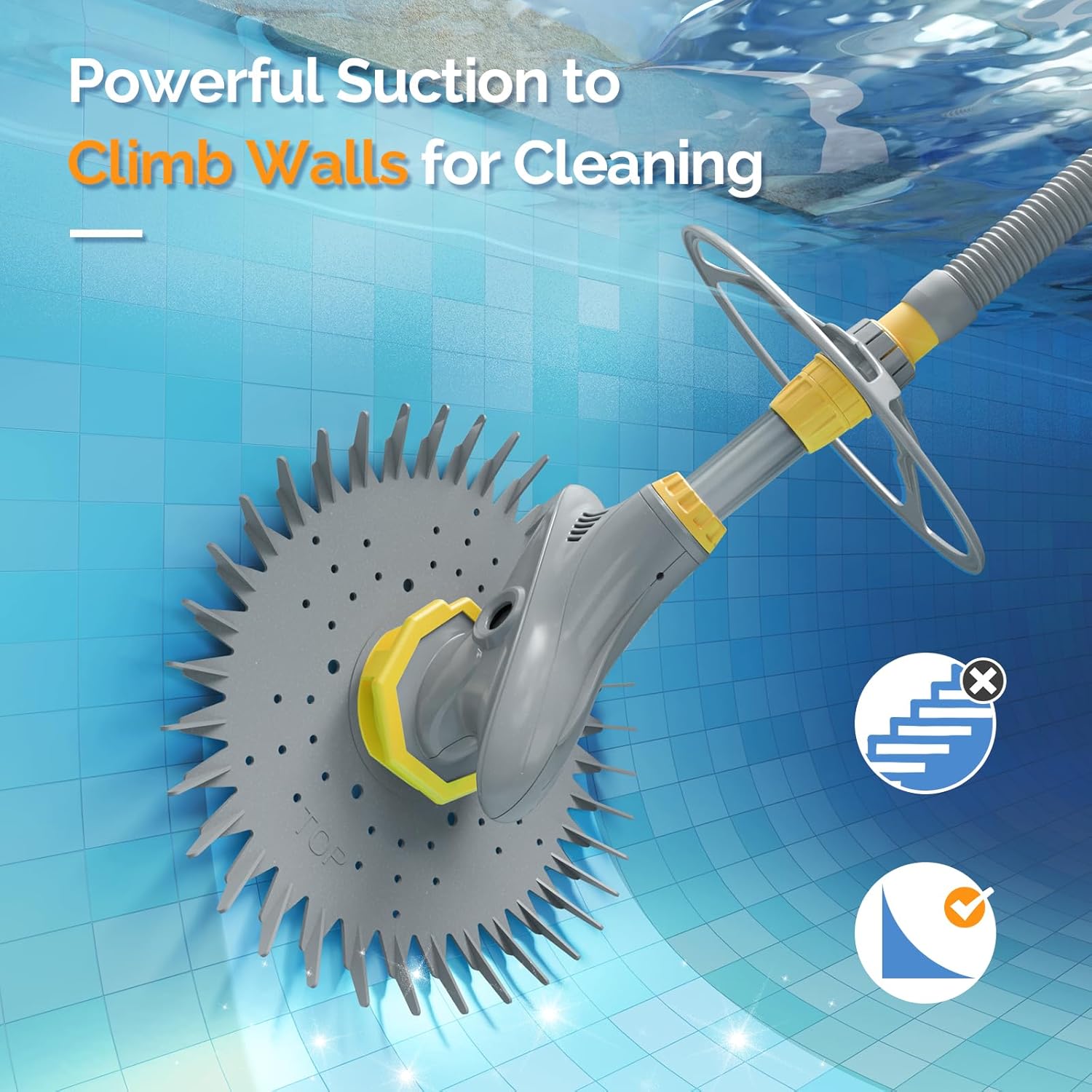 Automatic Pool Vacuum Cleaner – 33FT Hose Swimming Pool Sweeper, Efficient & Quiet Creepy Crawler for In-Ground Pools