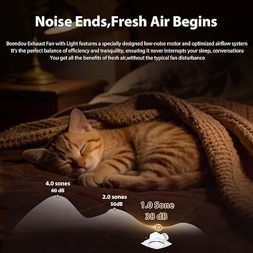 Miniatura 3 de Extractor de baño silencioso de 10 pulgadas con luz, ventilación de baño con luz, ventilador de escape de ducha con luz 1.0 Sone 85CFM, ideal para
