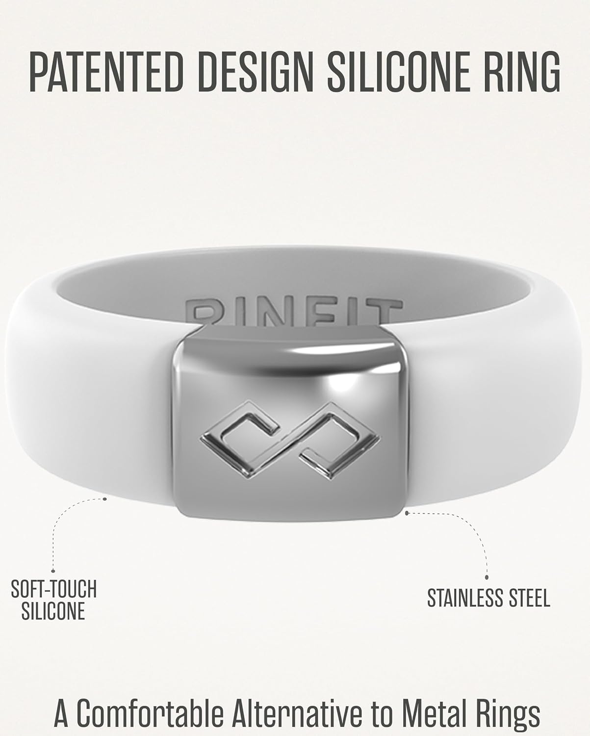Rinfit Silicone Rings for Women 6mm Wide & Men 7mm Wide, 2mm Thick - Silicone Wedding Bands- Infinity Ring with Metal Plate - Patented Design - Image 5