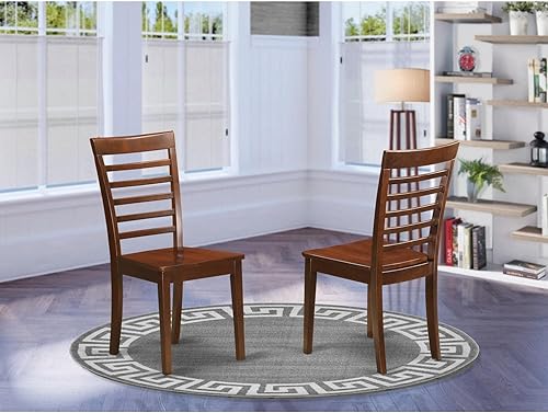 Miniatura 2 de East West Furniture Milan Kitchen - Juego de 2 sillas de asiento de madera maciza, diseño de caoba