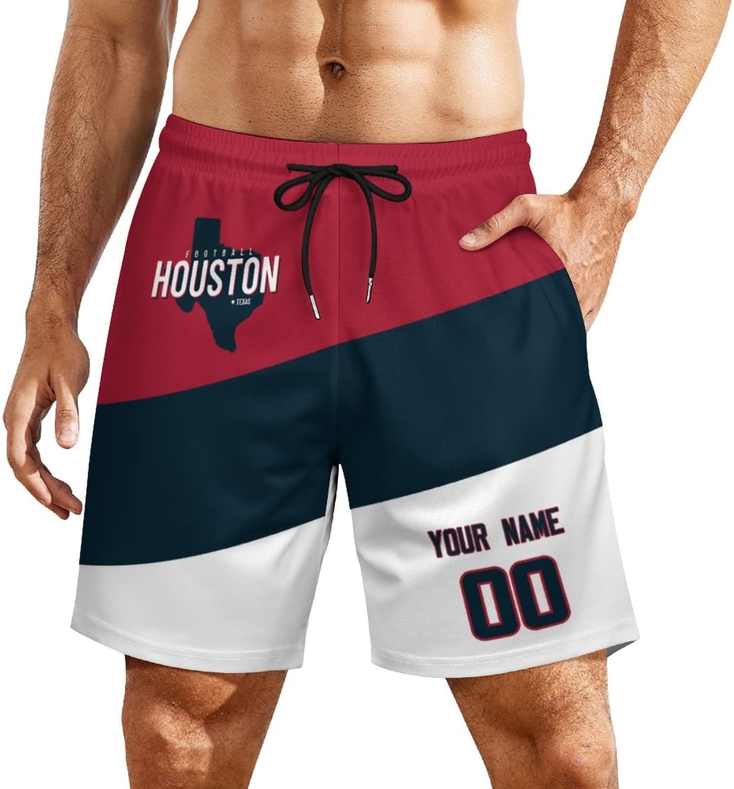 Custom Football Men's Shorts Quick Dry Elastic Waist City Gifts for Men Youth Sport Beach Shorts Personlized Name Number