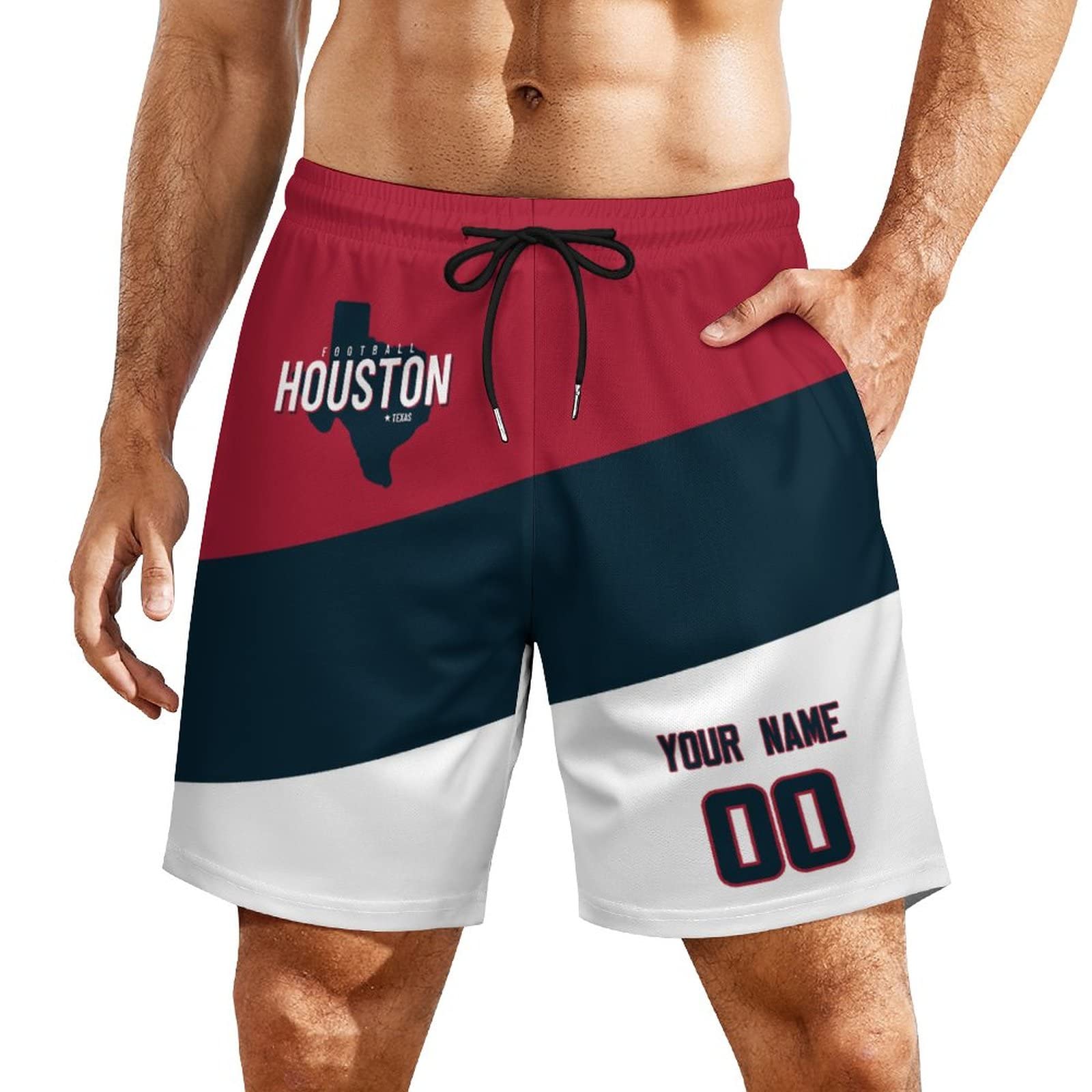 Custom Football Men's Shorts Quick Dry Elastic Waist City Gifts for Men Youth Sport Beach Shorts Personlized Name Number