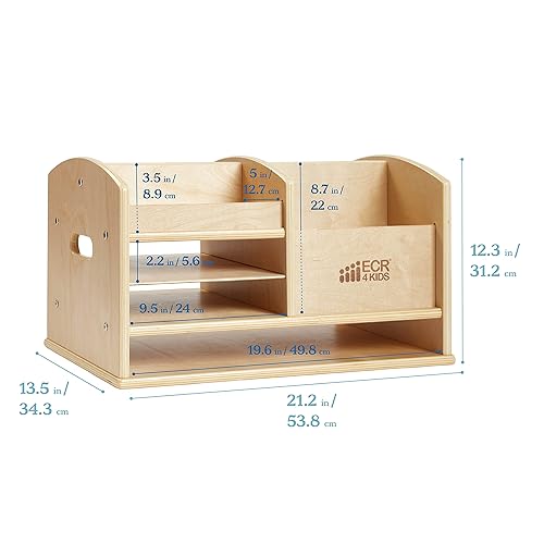 Miniatura 2 de ECR4Kids Centro de almacenamiento de suministros de mesa, organizador para profesores, natural