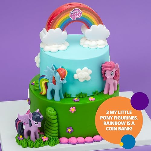 Miniatura 3 de DecoSet My Little Pony Over The Rainbow Signature - Decoración para tartas, decoración de 4 piezas, arco iris, pastel de meñique, brillo crepúsculo,
